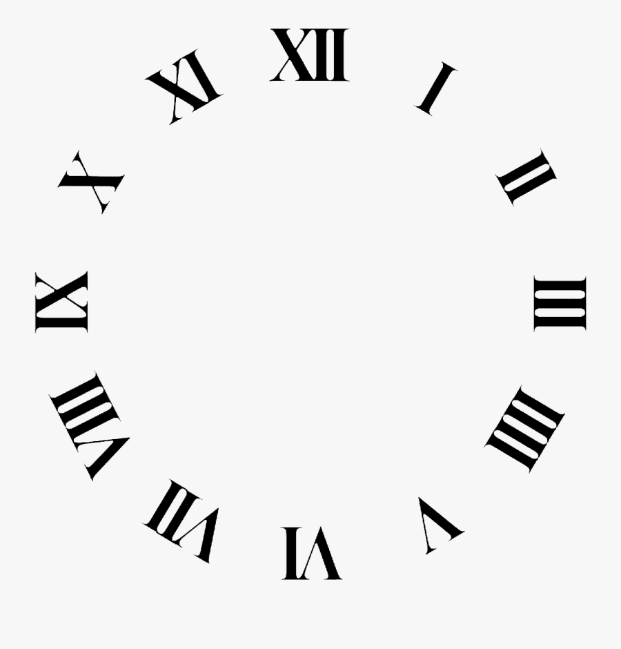 Clock Face Roman Numerals Time Clip Art - Roman Numerals Clock Png, Transparent Clipart