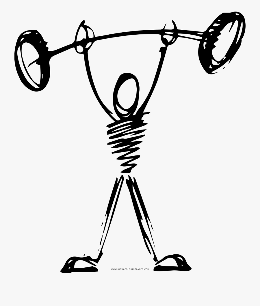 Weightlifter Coloring Page, Transparent Clipart