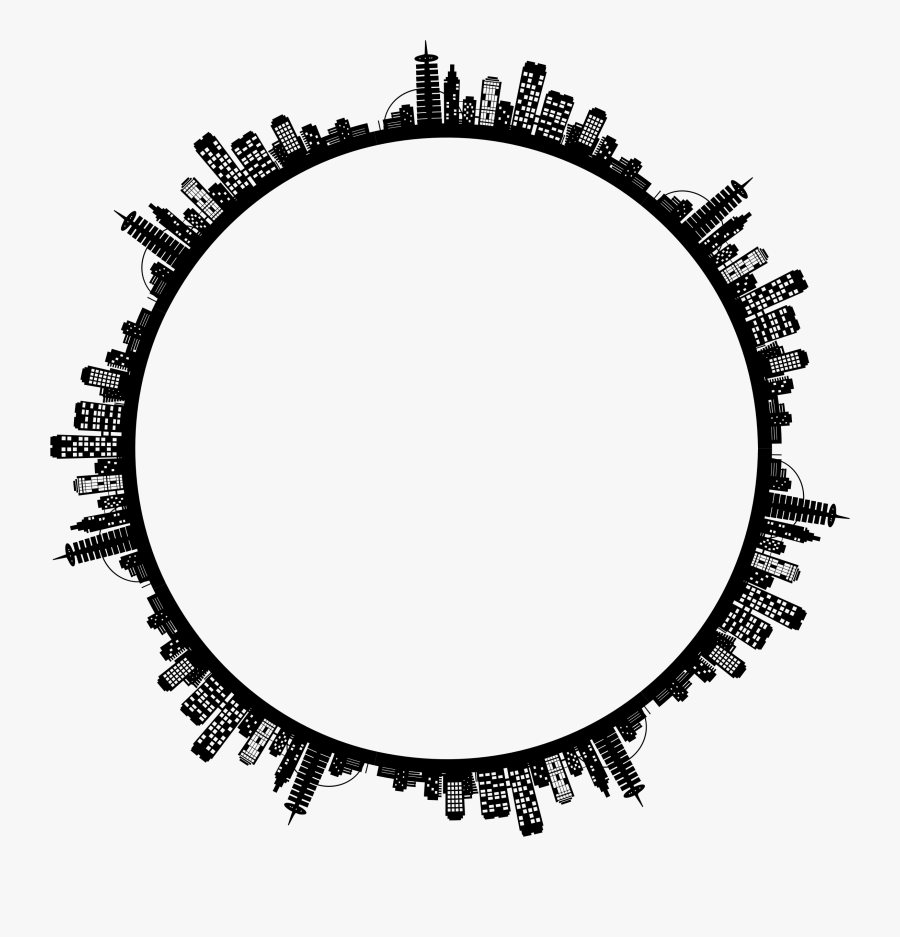 City Skyline Ii Radial Clip Arts - Circle City Skyline Png, Transparent Clipart