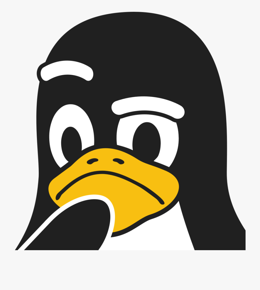 Linux Tux Thinking, Transparent Clipart