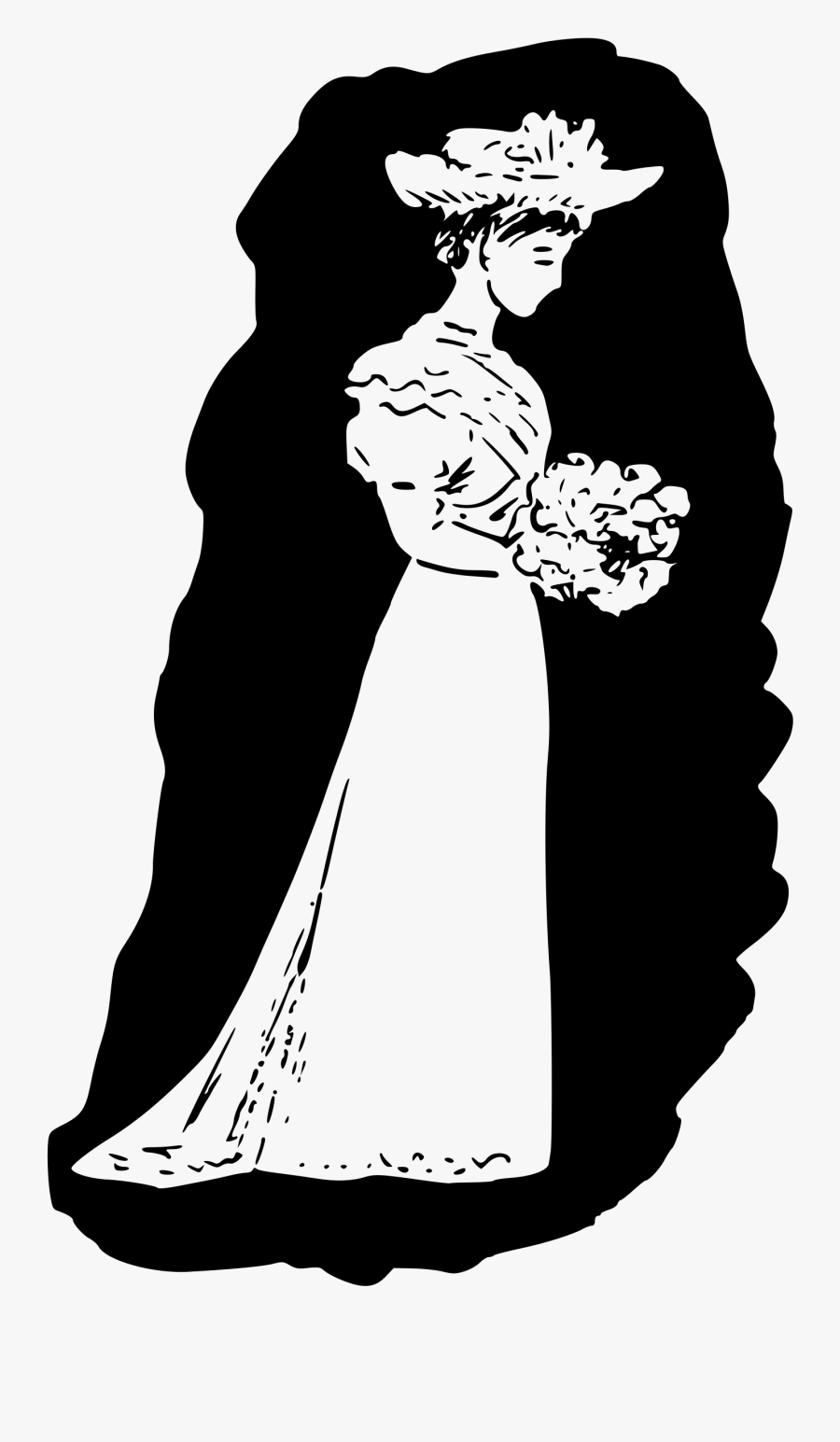 Lady With Bouquet Clip Arts - Illustration, Transparent Clipart