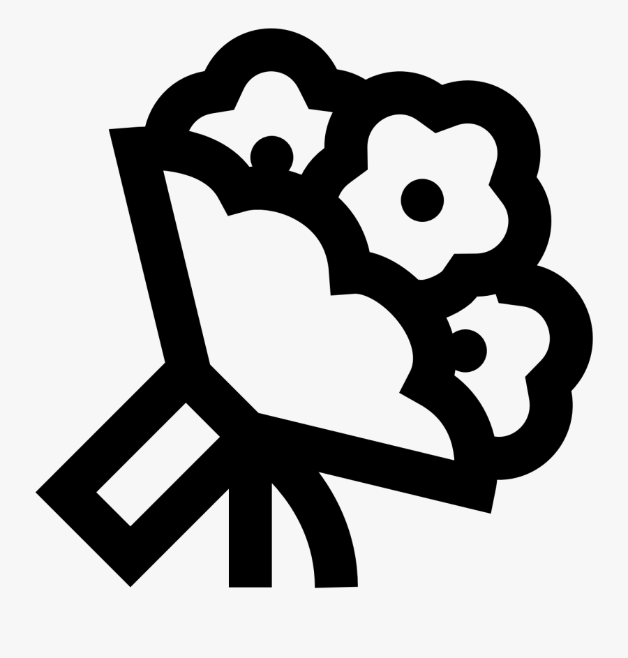 Transparent Flower Bouquet Clipart Black And White - Bouquet Icon Transparent Background, Transparent Clipart