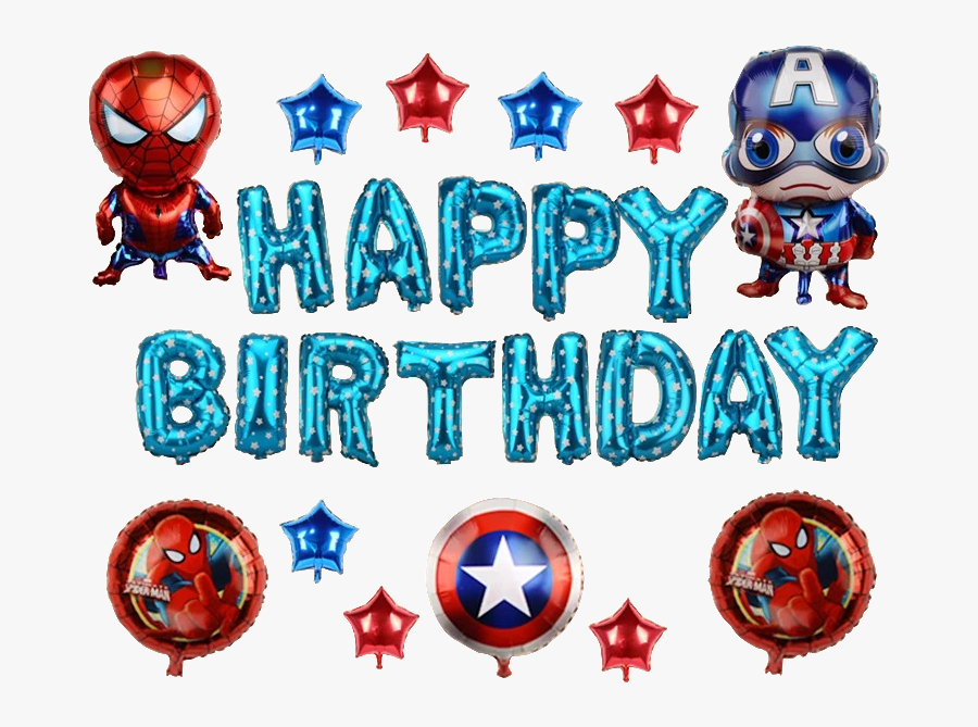 Happy Birthday Spiderman & Captain America Marvel Superhero - Marvel Happy Birthday Superhero, Transparent Clipart