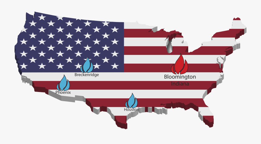 3d Usa Flag Map, Transparent Clipart