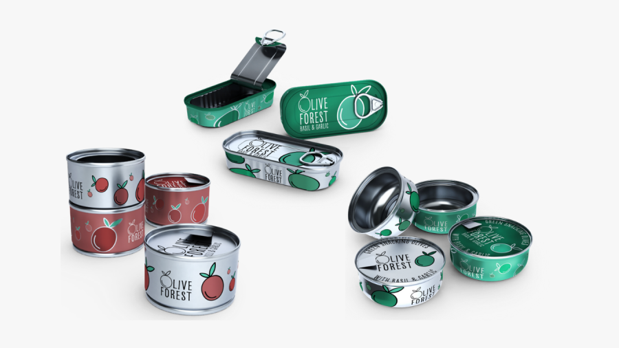 Image Of Red And Green Food Tins - Box, Transparent Clipart