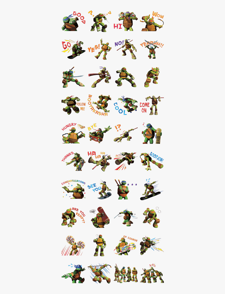 Ninja Turtles Line Stickers, Transparent Clipart