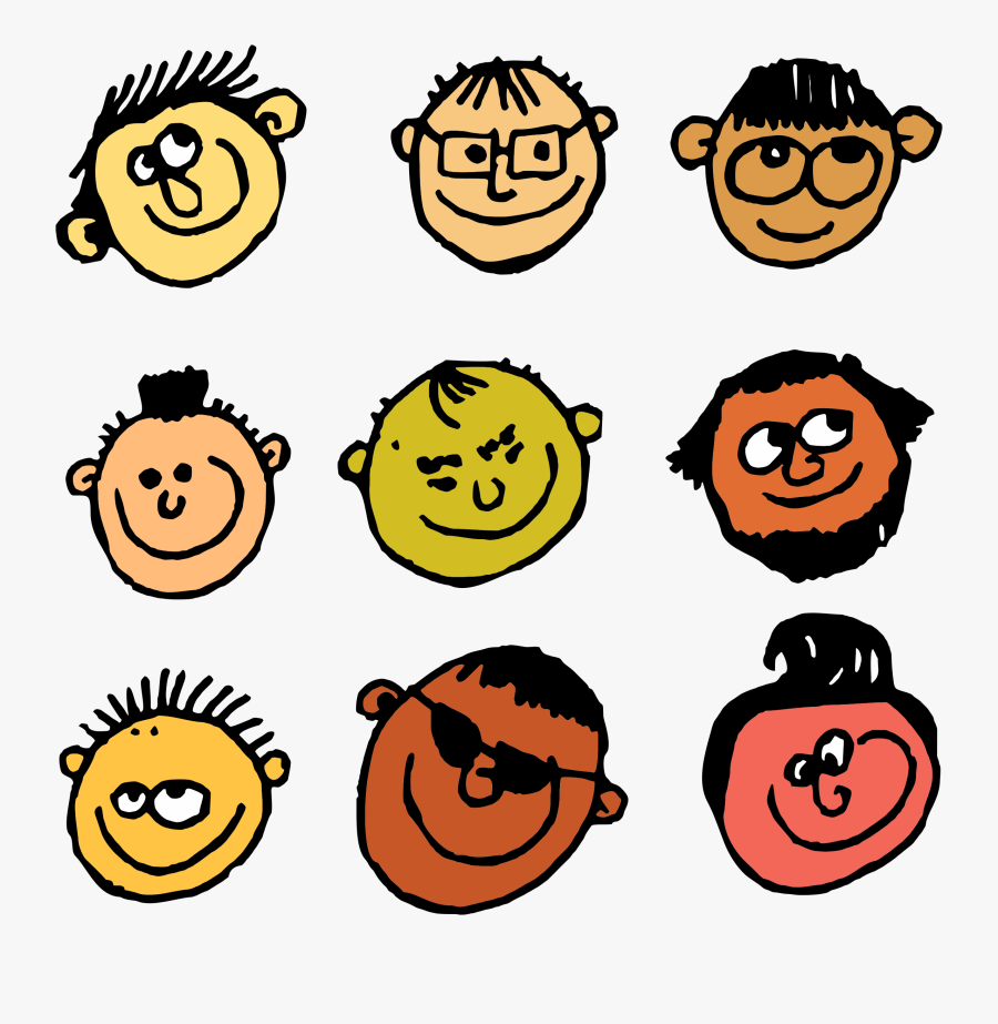 Head Doodles Clip Arts - Stickers Printable People, Transparent Clipart