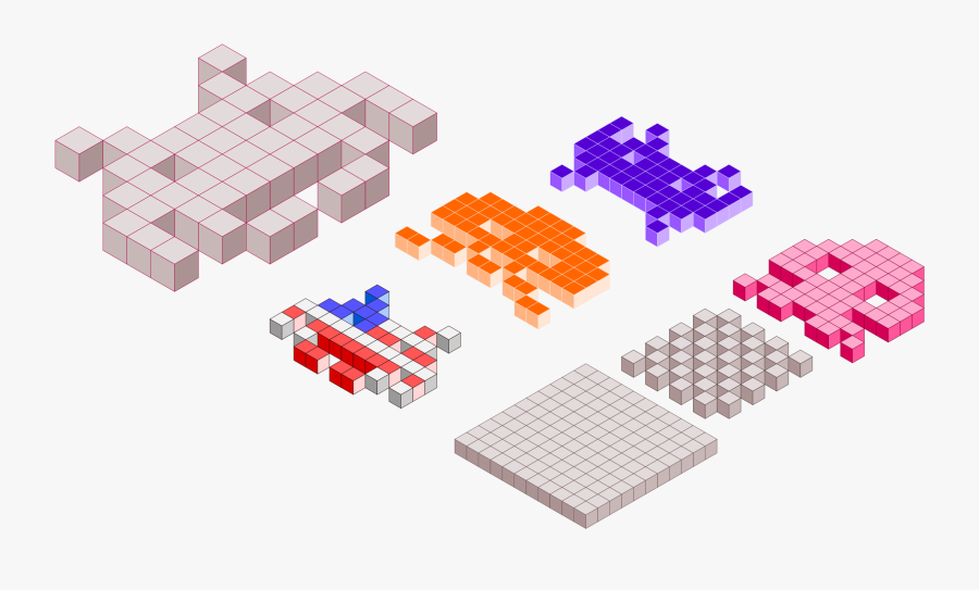 Space Invaders 3d Blocks Clip Arts - Blocks Space Invaders, Transparent Clipart