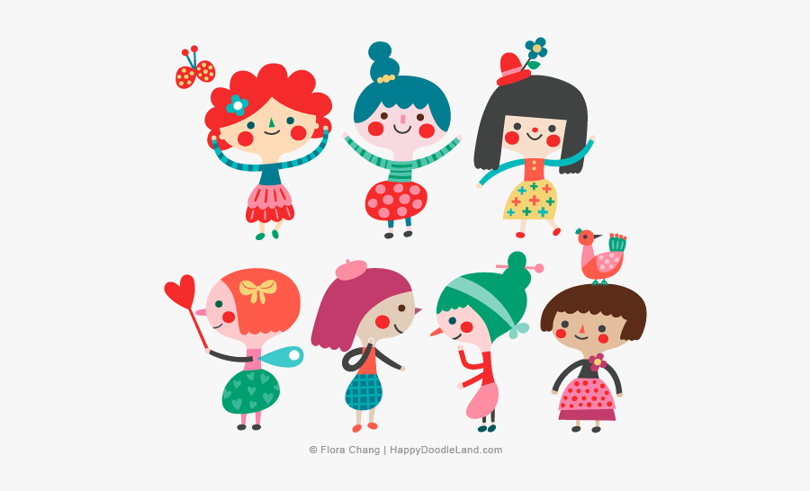 Doodle Girls © Flora Chang, Transparent Clipart