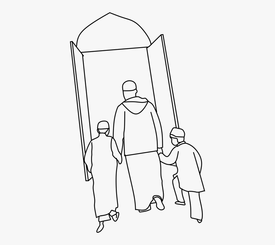 Father, Son, Pray, Praying, Masjed, Prayers, Time - Father Muslim And Sons Clipart Black White, Transparent Clipart