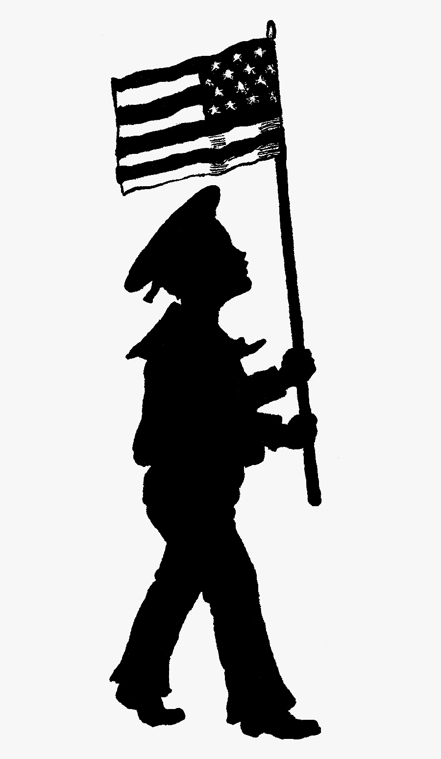 American Flag Boy Download Silhouette - Boy Holding Flag Silhouette, Transparent Clipart