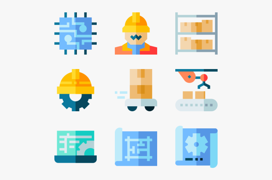 Industrial - Factory Line Flat Icon, Transparent Clipart