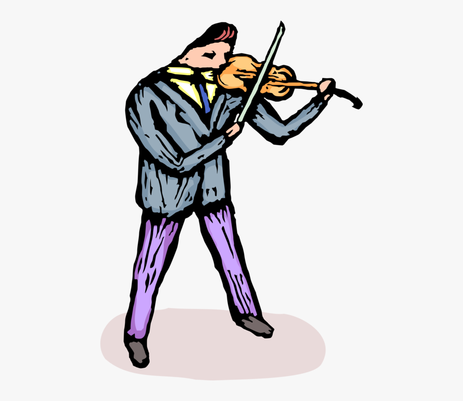 Vector Illustration Of Musician Plays Fiddle Violin - Illustration, Transparent Clipart