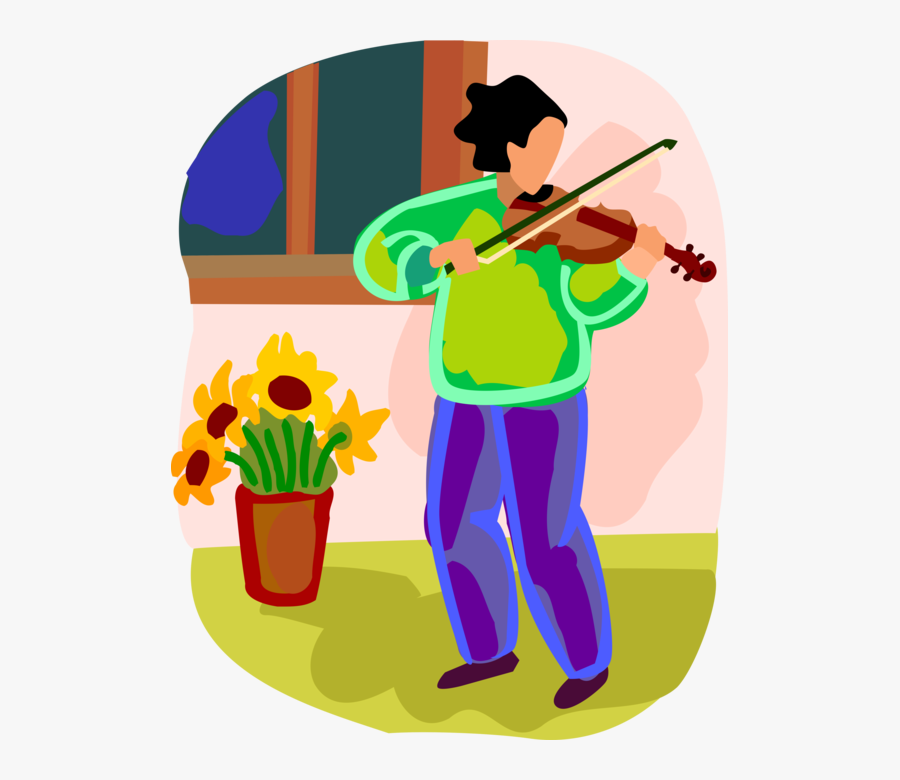 Vector Illustration Of Violinist Musician Plays Violin - Violin, Transparent Clipart