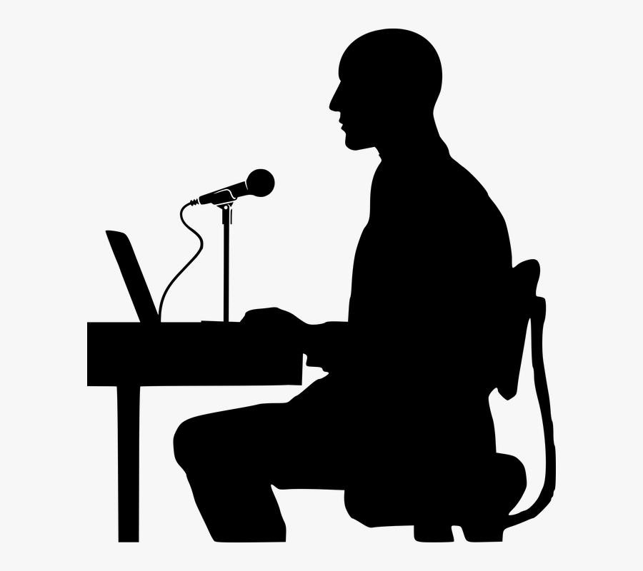 Ambassador, Introduction, Microphone, Speech, Ceo - Person On Computer Silhouette, Transparent Clipart