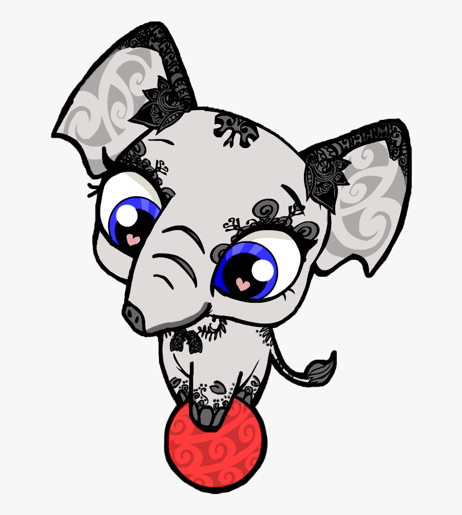 Clip Art Black And White Elephant By Rayayakuza On - Littlest Pet Shop Cuties Coloring Pages, Transparent Clipart