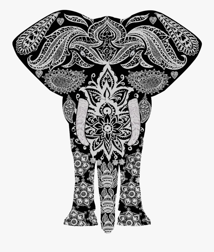 Floral Pattern Elephant - Elephant With Pattern, Transparent Clipart