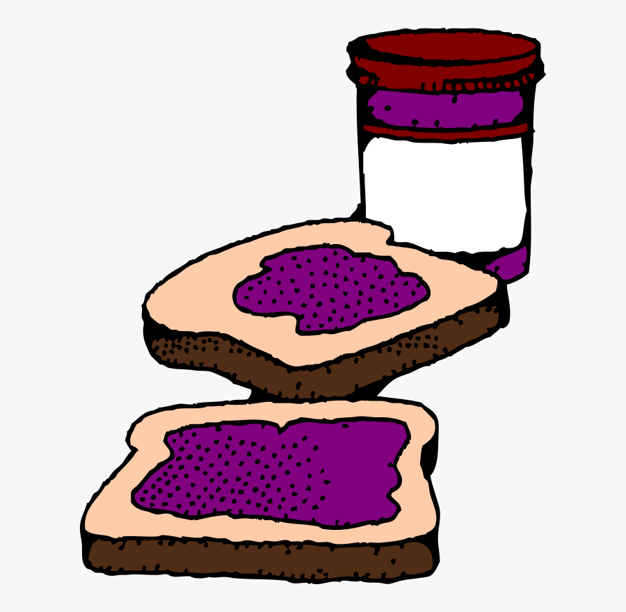 Free Colorized Peanut Butter And Jelly Sandwich - Peanut Butter And Jelly Sandwich, Transparent Clipart