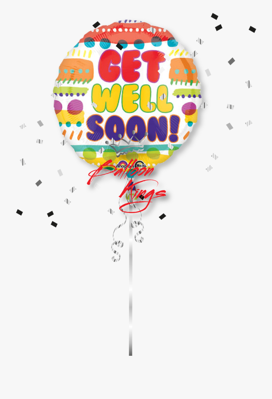 Get Well Soon Bubble Letters - Get Well Balloon On A Stick, Transparent Clipart