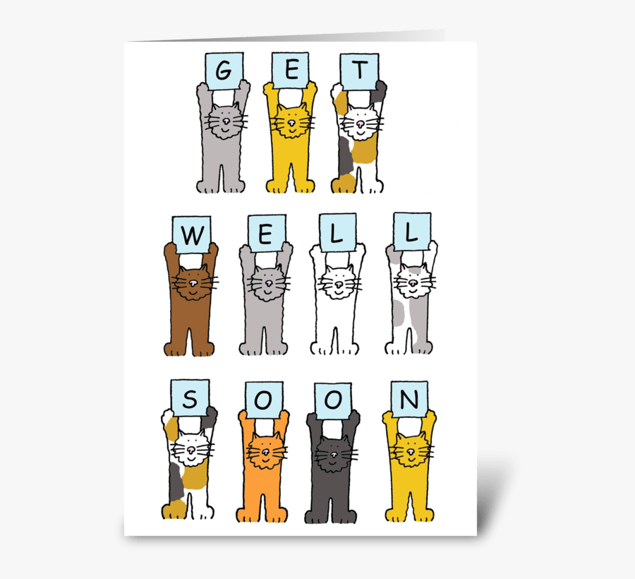 Cats Saying "get Well Soon" - Get Well Soon Cartoon, Transparent Clipart