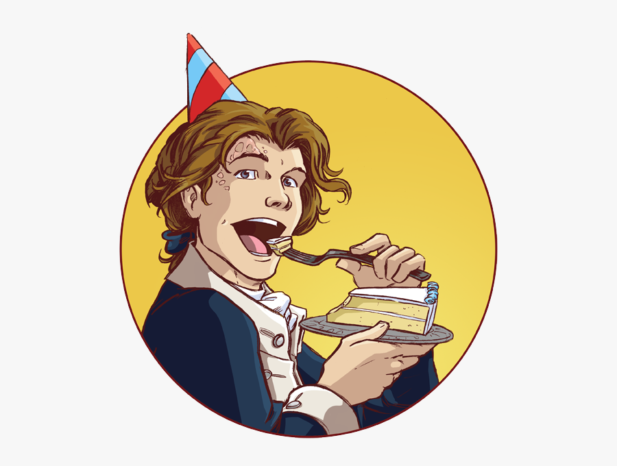 Nathan Hale Eating A Birthday Cake - Cartoon, Transparent Clipart