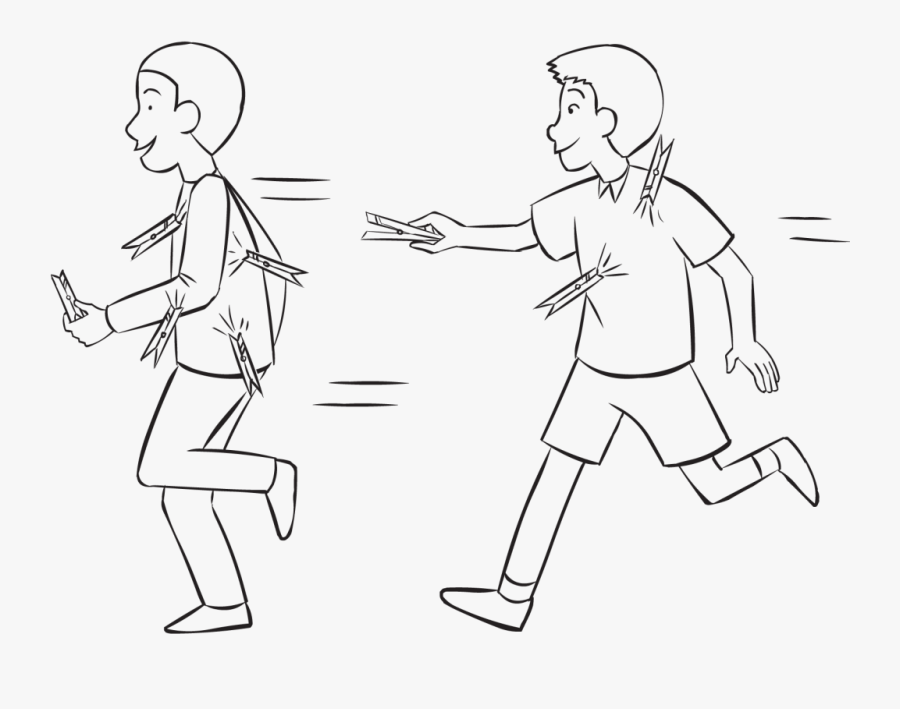 Two Men Running Around In Tag And Pe Game Called Clothes-peg, Transparent Clipart