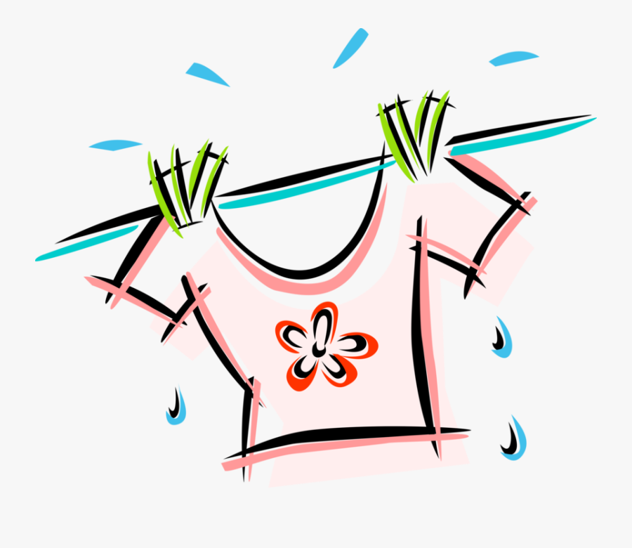 Vector Illustration Of Laundry Hanging On Clothesline - Varal Roupas Png, Transparent Clipart