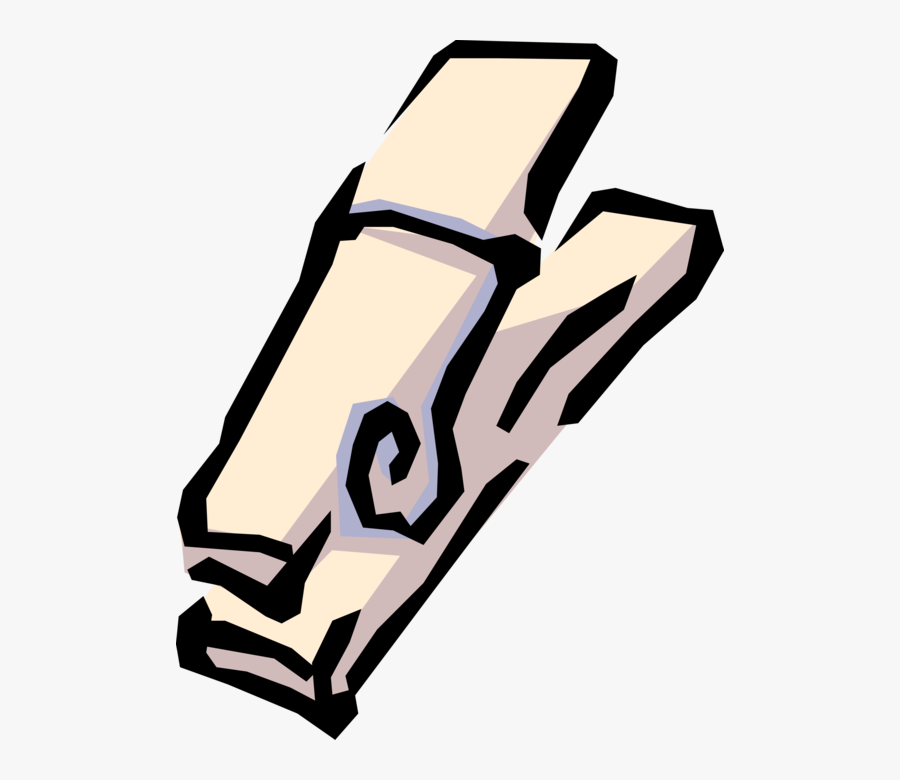 Vector Illustration Of Clothespin Or Clothes-peg Fastener, Transparent Clipart