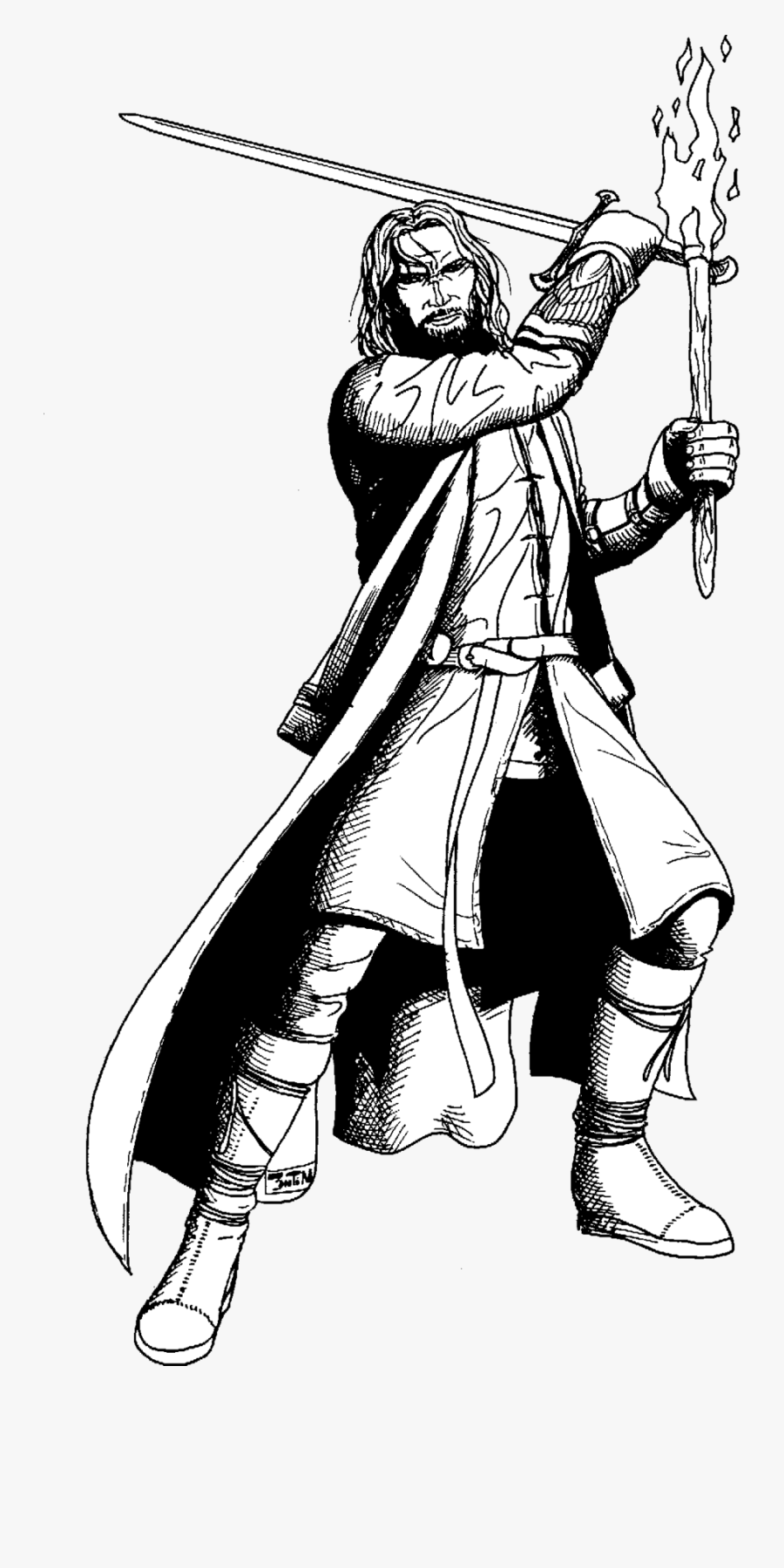 Lord Of The Rings Aragorn Coloring Page, Printable - Aragorn Lotr Coloring Pages, Transparent Clipart