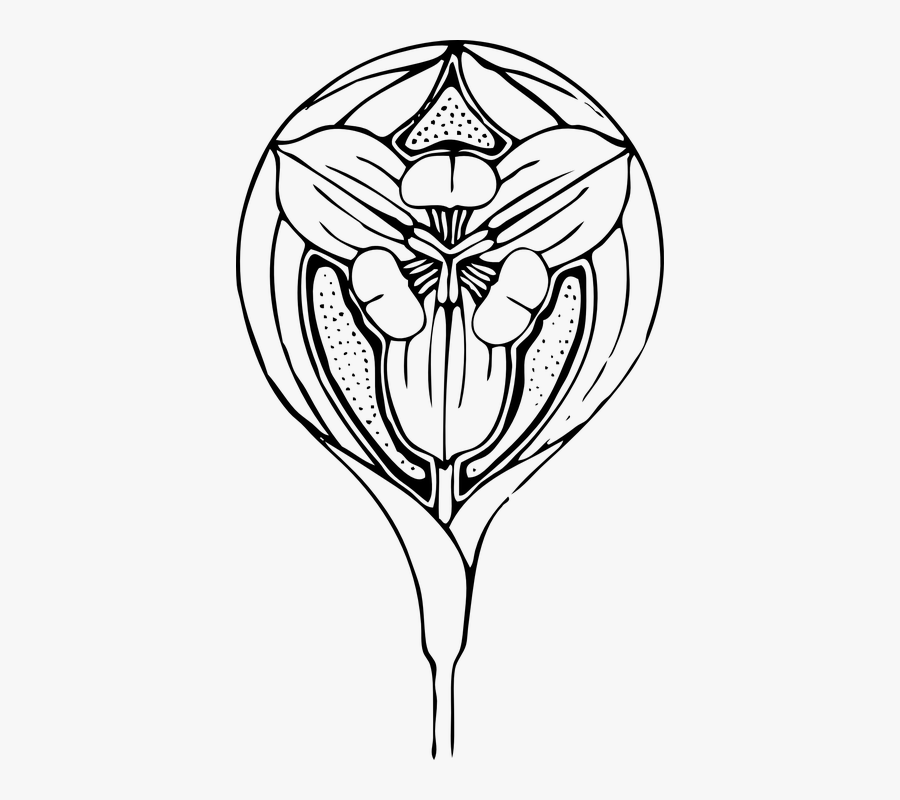 Tulip, Flower, Art Deco, Art Nouveau, Flora - Art Deco Nouveau Tattoo, Transparent Clipart