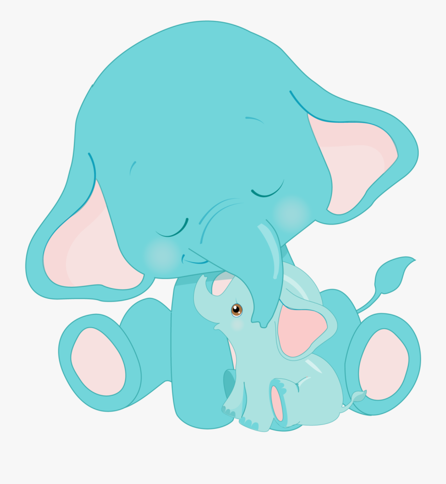 Sublimation Transfer Animal Blue Elephants With Baby - Illustration, Transparent Clipart