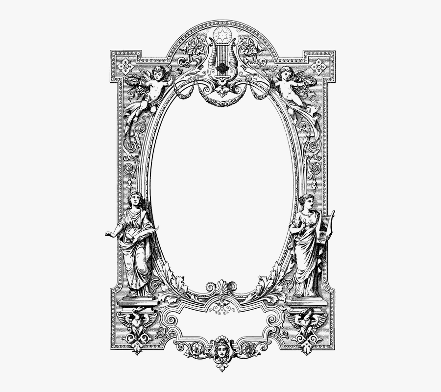 Vintage, Frame, Line Art, Antique, Victorian, Angels - Antique Frame Vector Hd Png, Transparent Clipart