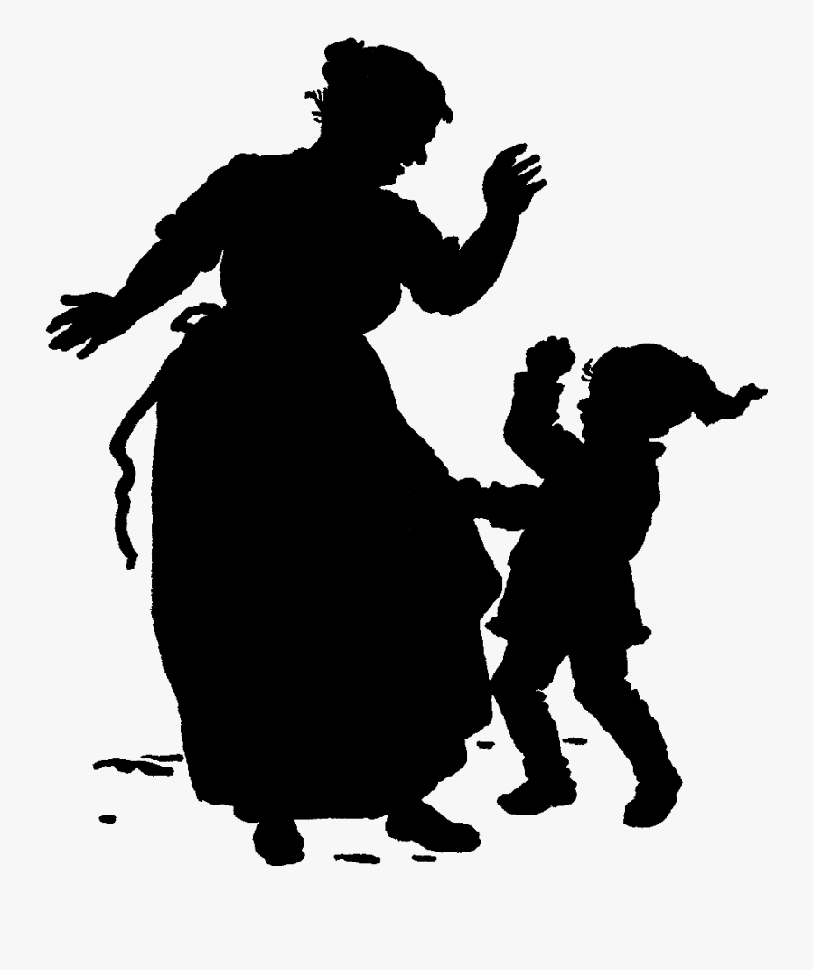 Digital Antique Winter Silhouettes Downloads - Child Winter Silhouette, Transparent Clipart