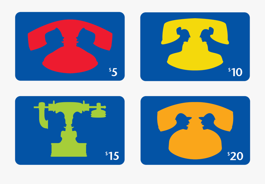 Blue Phone Cards With Brightly Coloured Antique Phones, Transparent Clipart