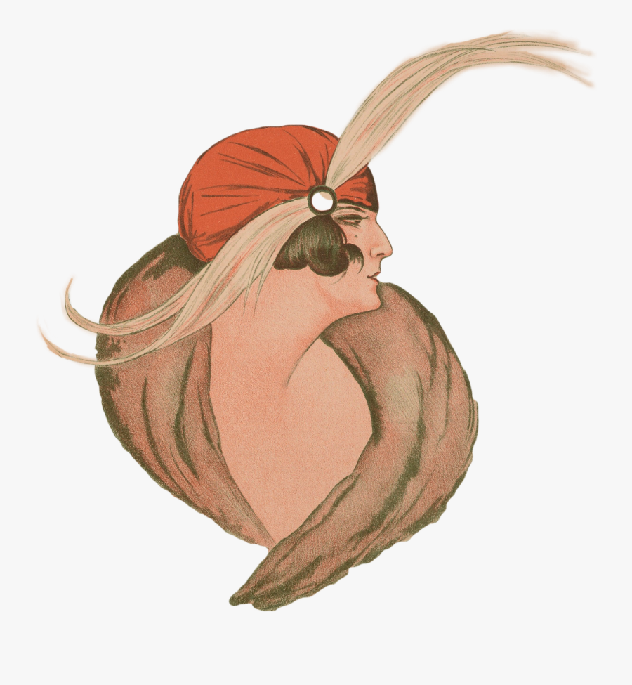 #lady #vintage #retro #profile #woman #1920s #artnouveau - Illustration, Transparent Clipart