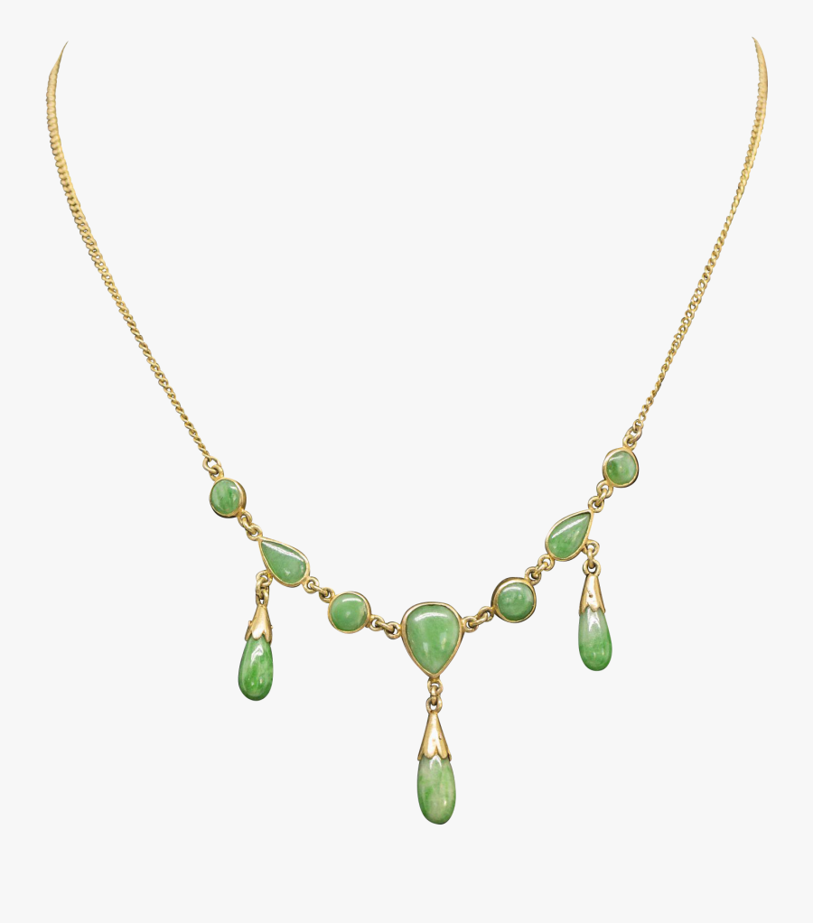Art Nouveau 1920"s Natural, Undyed Greed Jade And 14k - Necklace, Transparent Clipart