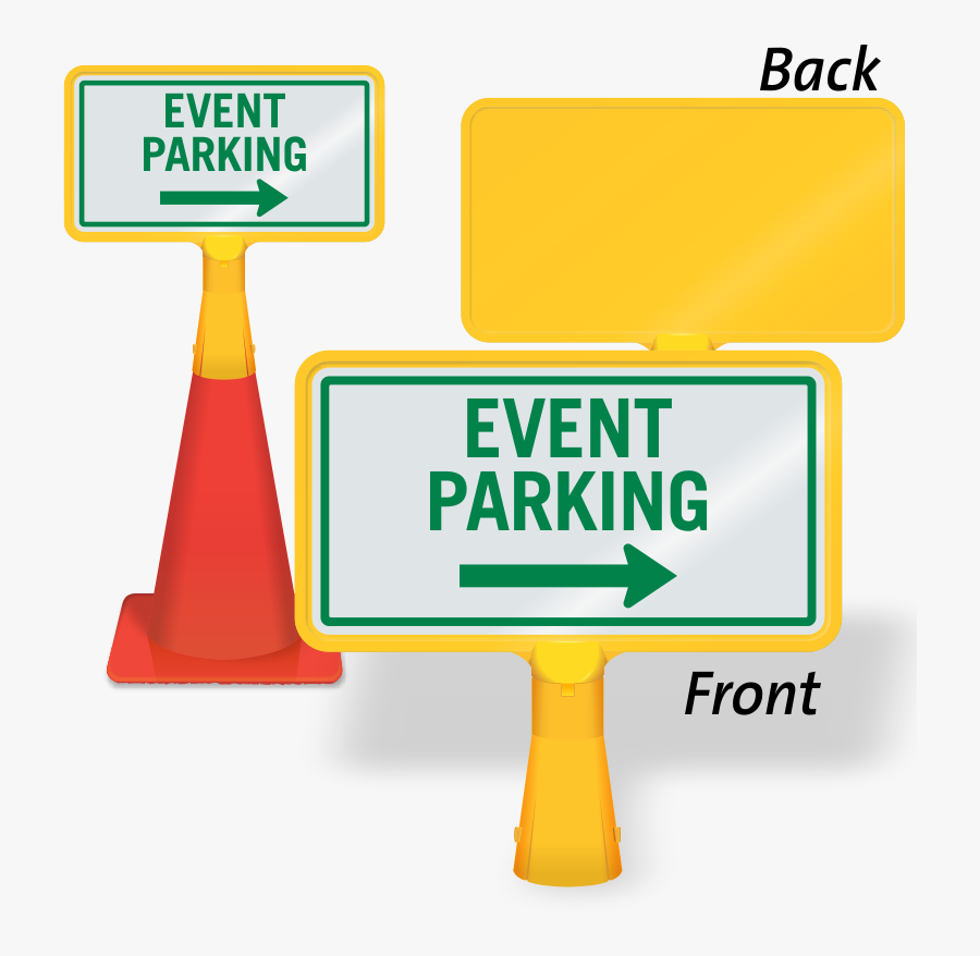 Event Parking Right Arrow Coneboss Sign - Signs, Transparent Clipart