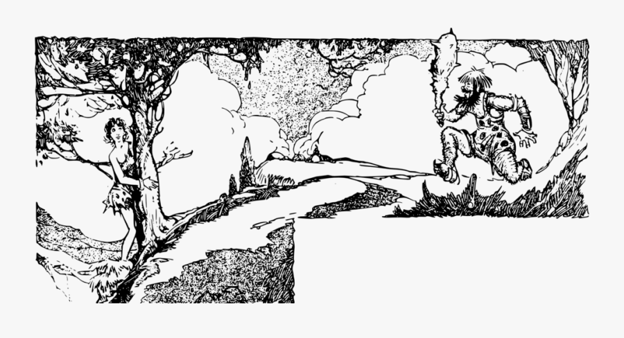 Caveman And Woman - Desenho De Homem Na Caverna, Transparent Clipart