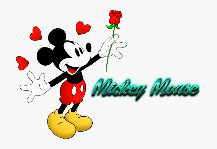 Download Mickey Mouse Free Desktop Clipart Png Photo - Mickey Mouse With Rose, Transparent Clipart