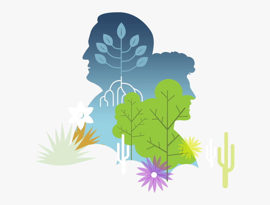 Silhouette Image Of The Founder And His Wife With Plants - Illustration, Transparent Clipart