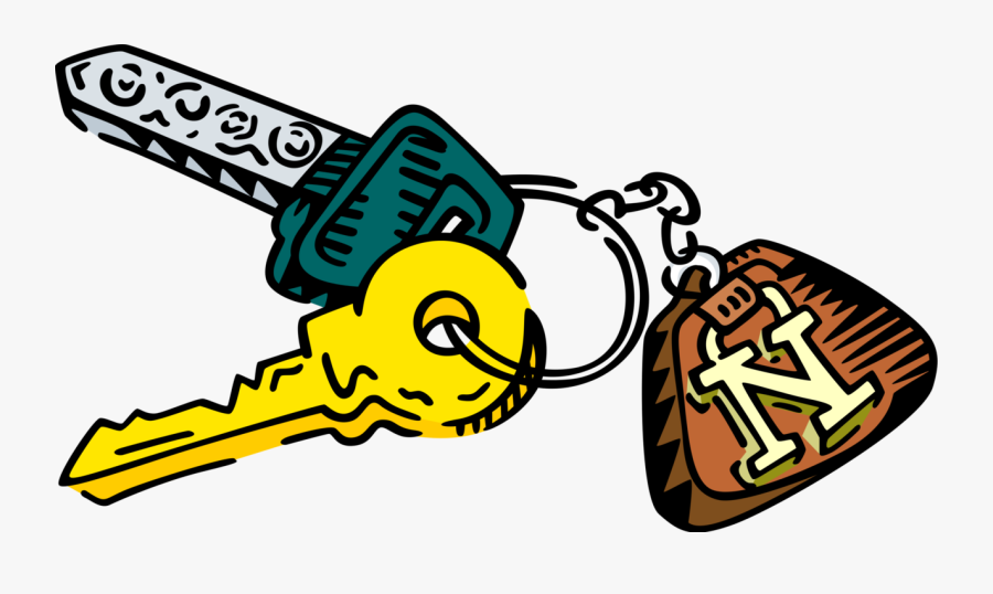 Vector Illustration Of Automobile Car Keys On Keychain - Schlüsselanhänger Clipart, Transparent Clipart