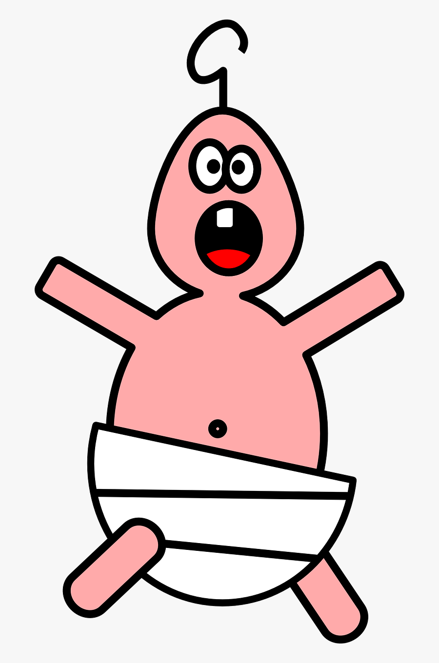 Baby Pink Naked - Baby In Diaper Clipart, Transparent Clipart