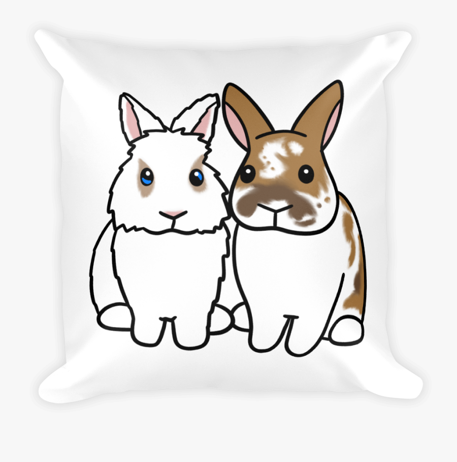 Two Fluffy Sitting Bunnies Square Pillow - Cartoon, Transparent Clipart
