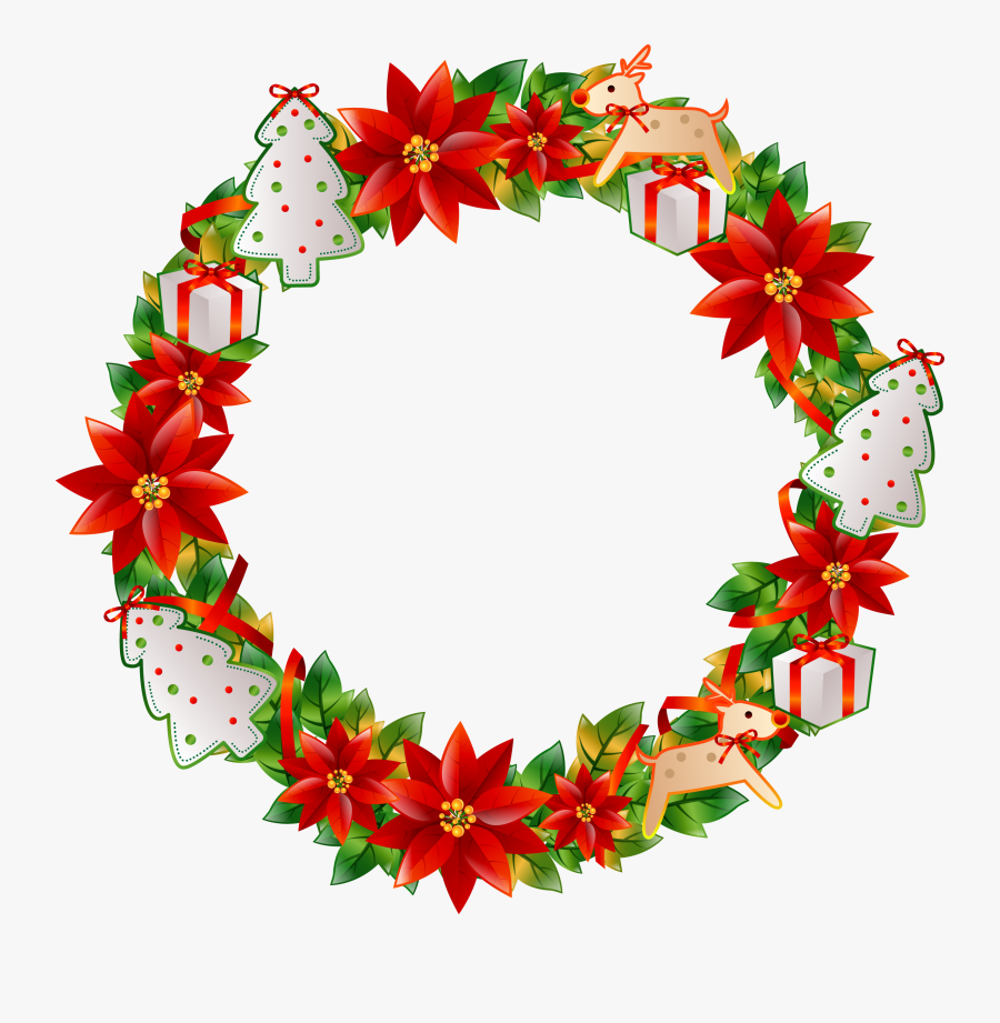 Christmas Flower Circle Transprent Png Free Download - Christmas Flower Png, Transparent Clipart