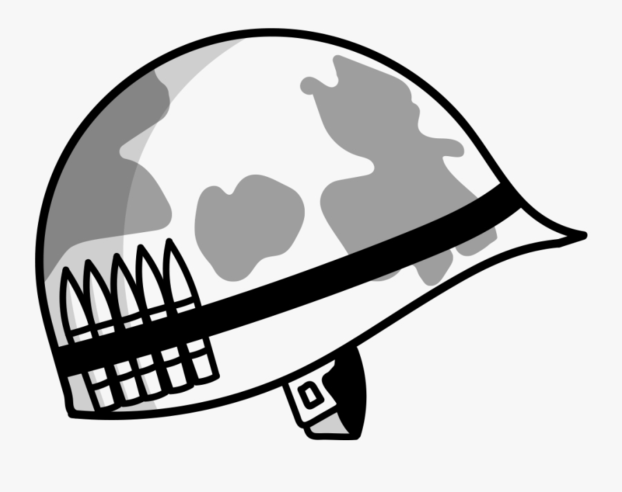 Army Helmet Black And White Drawing, Transparent Clipart