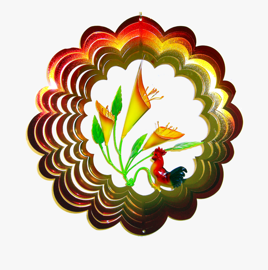 Rooster 3d Spiral Spinner With Metal Leaf 12 Inch - Illustration, Transparent Clipart