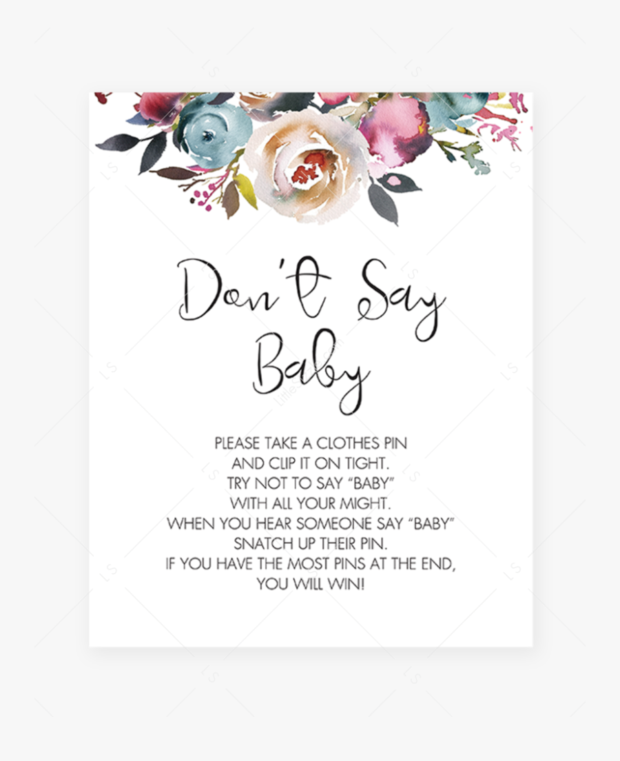 Dont Say Baby Baby Shower Game Boho Theme By Littlesizzle - Please Write Your Name And Address, Transparent Clipart