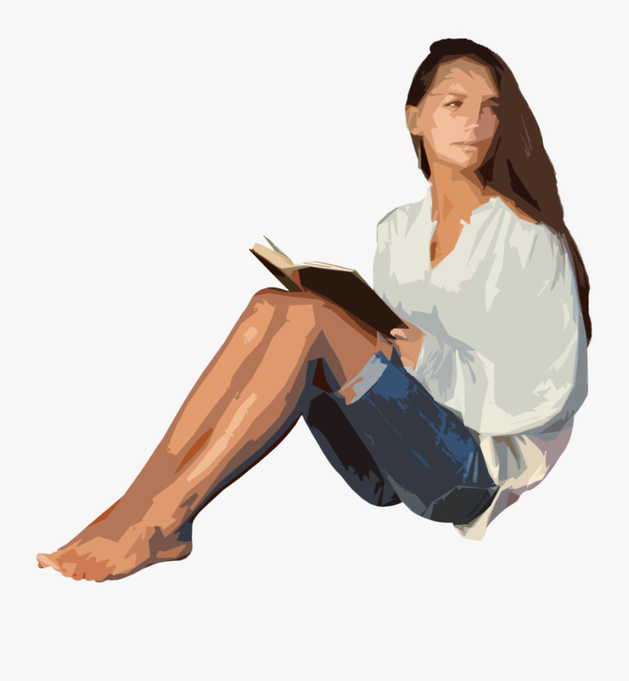 Clip Art Girl Sitting Png - Sitting On Ground Png, Transparent Clipart