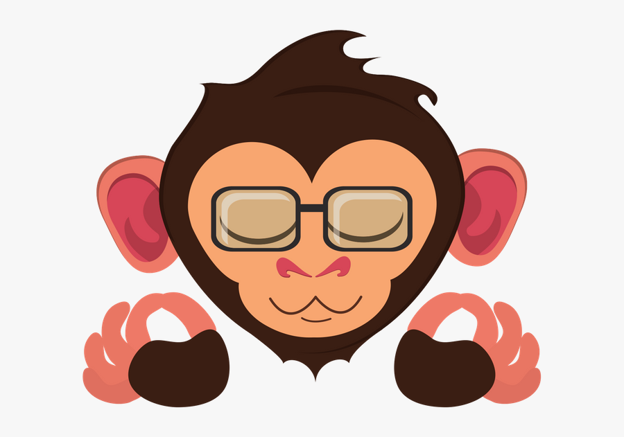 Cartoon Monkey With Glasses, Transparent Clipart