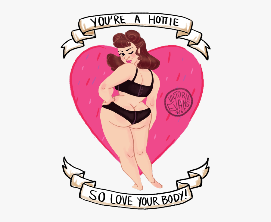 Fat Pin Up Girl - Curvy Pin Up Girl Illustration, Transparent Clipart